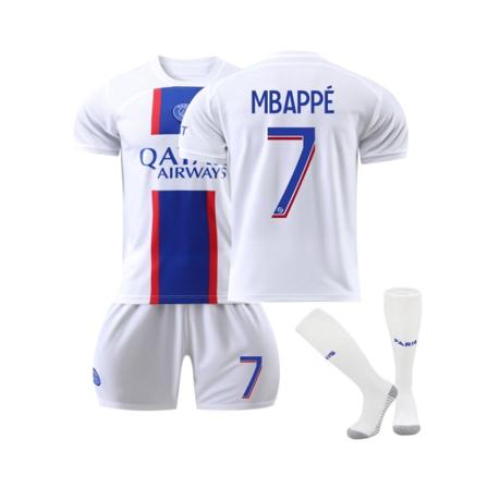 ( Juventus 22/23 bortatröja Mbappe No.7 Fotbollströja 3-delade kit för barn Vuxna Röd 43