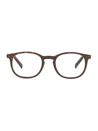 BA Optikk Unisex ready reader in color brown. Panto shape with metal details on the front +1.50