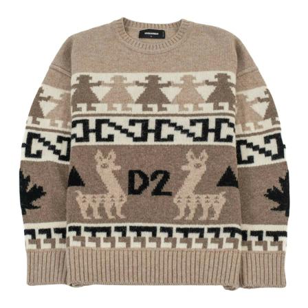 Dsquared2, Round-neck Knitwear Beige, Heren, Maat:M,alpaca