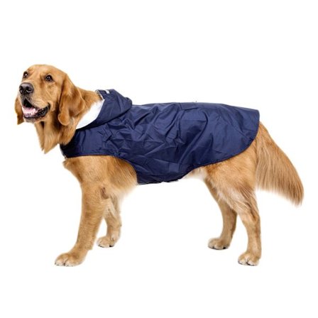 3XL-Blå Hunderaincoat til Store Mellemstore Hunde med Reflekterende Striber Hunde Tøj Poncho Chein Hætteåndbar Justerbar Hunde Frakke Regnjakke