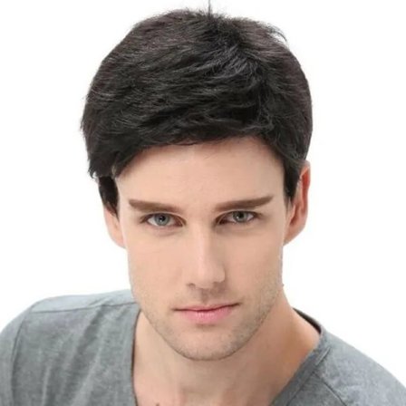 {PL}Herr Perukki Micro-kihara Lyhyt Peruukki Luonnollinen Realistinen Hengittävä