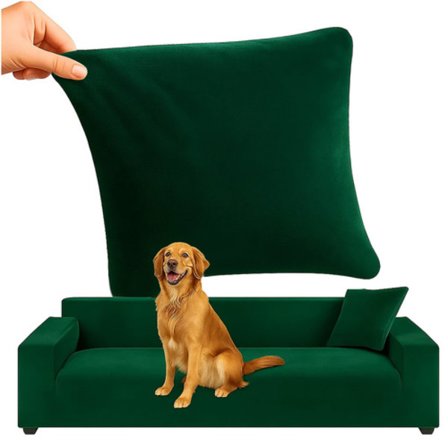 Sofföverdrag Sammet / Överdrag till Soffa - 190-230cm Mörkgrön