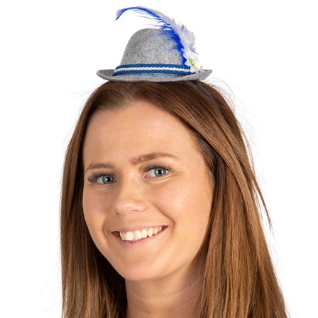 Oktoberfest Hårbøyle med Tyrolerhatt Grå