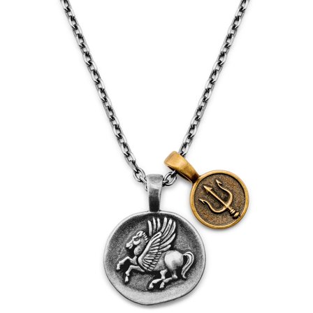 Obelius | Colier vintage de culoare argintie cu Pegas pentru bărbați - Coliere din oțel