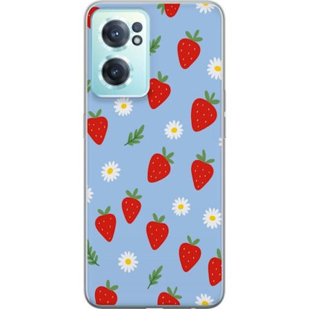 Kompatibelt Mobilskal till OnePlus OnePlus Nord CE 2 5G Jordgubbar jordgubbar tryck sommar bär blommor prästkragar svensk midsommar retro design kö