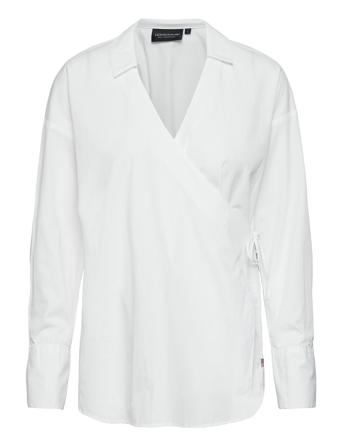 Scarlet Organic Cotton Wrap Shirt Långärmad Skjorta Vit Lexington Clothing