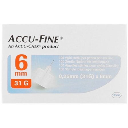 Accu Fine Aghi Sterili Per Penna Insulina G31 6mm 100 Pezzi