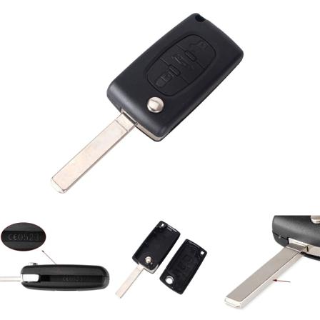 3-knapps Ce0523 Bilnyckelskal Till Peugeot Va2 Svart One Size
