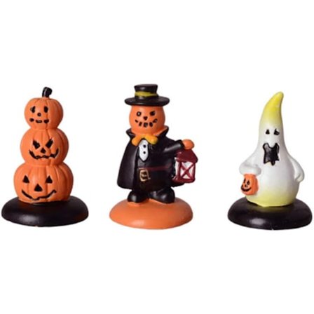 3 stk Halloween Fairy Garden Miniatyr Gresskar Figurer Dekorasjon