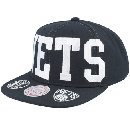 Mitchell & Ness - NBA - Black - snapback - Cap - Brooklyn Nets Big Text 1 Black Snapback - Hatstore