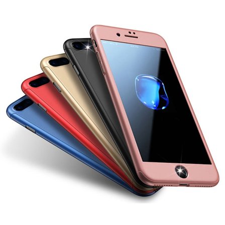 iPhone 8 PLUS + 360° 3in1 FullCover Skal + 0.26mm 9H Glas - SORT
