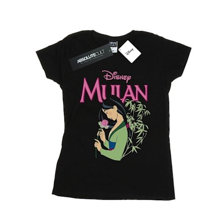 Disney Dam/Kvinnor Mulan Rosa Magnolia Bomull T-shirt S Svart