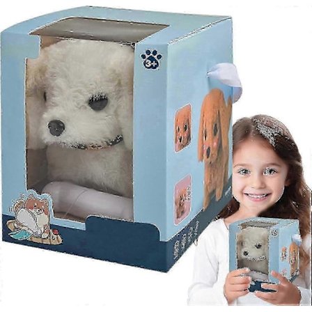 Min Realistiske Robot Hvalp, Mini Interaktivt Plyslegetøj Kæledyr Børn Sød Blød Robot Hund Kan Gå Og Gø