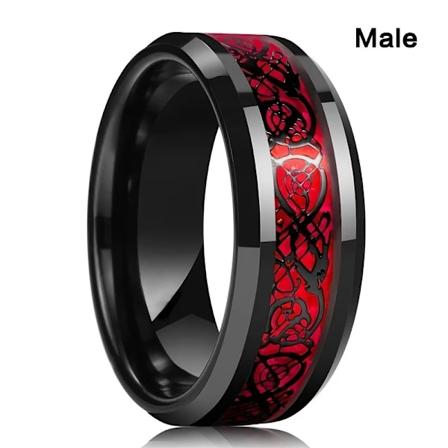 Charm Par Ringe Til Mænd Rustfrit Stål Keltisk Drage Hjerte Rød Zircon Kvinder Vielsesringe Sæt Valentinsdag Smykker Y Male 6