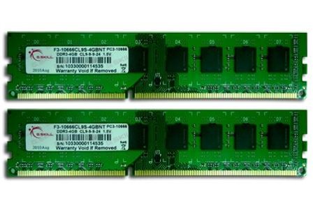 G.SKILL NT Series - DDR3 - 8 GB: 2 x 4 GB - DIMM 240-pin - 1333 MHz / PC3-10600 - CL9 - 1.5 V - ikke-bufret - ikke-ECC