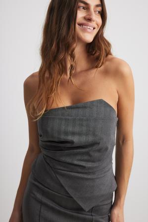 Felicia Wedin x NA-KD Haut corset asymétrique - Collections des influenceuses - Gris - EU 38