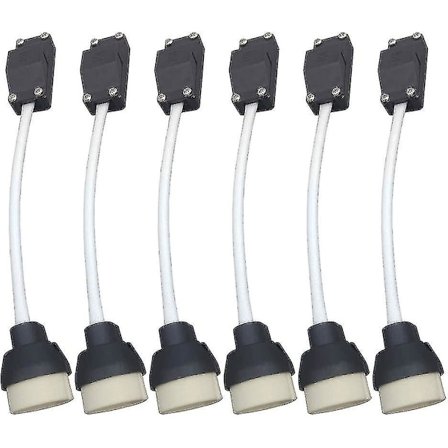 (6 Pakk) Gu10 Lampholder Keramisk Base Og Terminalblokk/bro Med Kabel Og Isolasjonshylse - Pæreholderadapter For Led Og Halogen