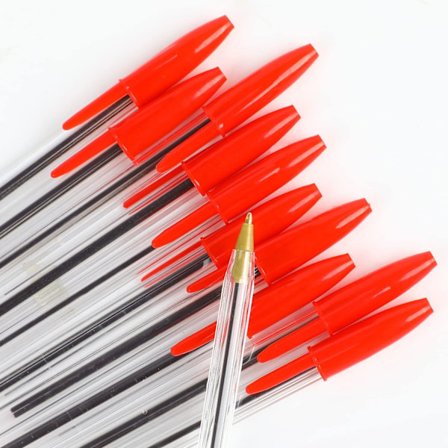 Medellång spets flytande Smidig Skrivande Röd Biro Kulspetspennor för Hemmaskolan Office - Paket med 30 Röda