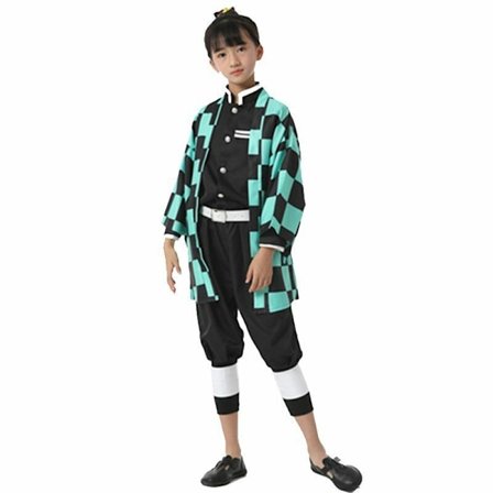 Demon Slayer Cosplay Kostyme Barn Jenter Gutter Anime Kimono Antrekk V