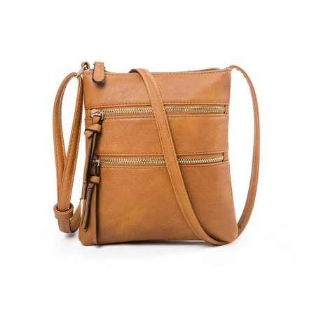 Vintage Skulderveske Lær Crossbody Veske Multi-lomme Lett Reiseveske Kvinner (Premium Brun)