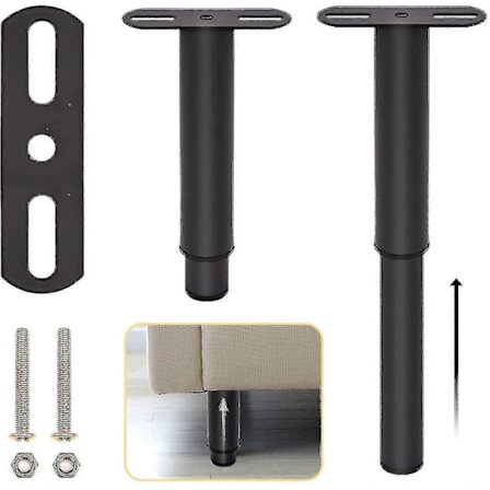 Svarte Uttrekkbare Møbelbein i Metall, Justerbare Sengebein Uttrekkbare Kraftige Sengestøttebein Med Deler (20-35cm) Betterlifefg