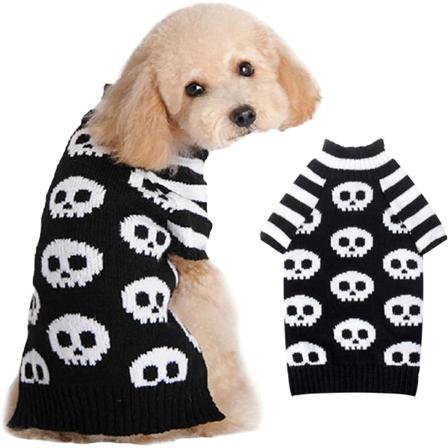Hund Halloween Sweater Pet Halloween Skull Kostumer Sød Kat Outfit XSmall Hvalpe Tøj Strik Hund Sweater til Små Mellem Hunde Pige Dreng