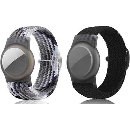 Armband Kompatibelt med Airtag, Justerbart Airtag Armband, Mjukt Airtag Klockarmband för Barn, Tonåringar, Äldre, Svart