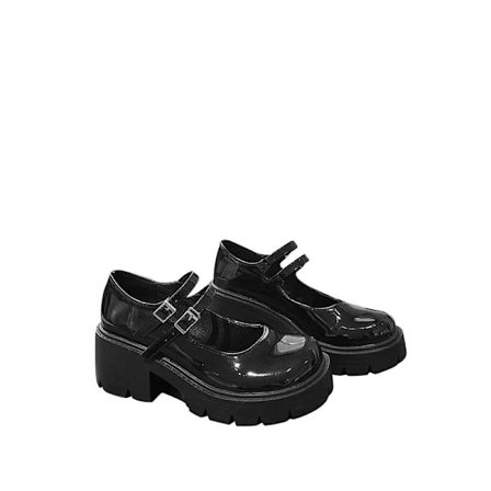 Dam Mary Jane Skol Skor Plattform Ankel Spänne Glossy 38