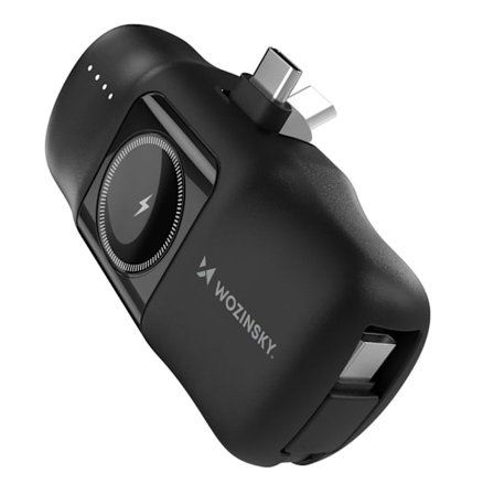 Wozinsky Mini USB-C Powerbank with USB-C & Apple Watch Charger 5000mAh - Black