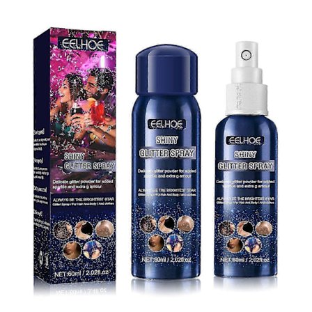 EELHOE 60ml Glittrande Glitter Spray för Hår Kropp Kläder Halloween Nattklubb Party Glitter Puder Lång -4134190258371