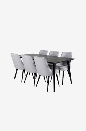 Venture Home - Spisegruppe Doris med 6 stk Valleta spisestoler - Svart - Spisegruppe 6 personer - Fra Homeroom