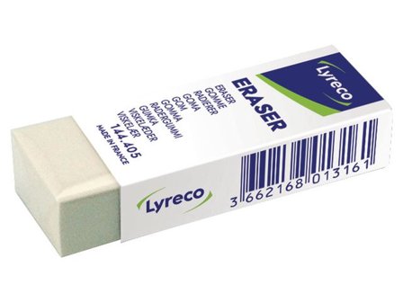 LYRECO Radergummi LYRECO 62x22x12mm vit - Lyreco - Skola och förskola - Pennor och tillbehör - Radergummi