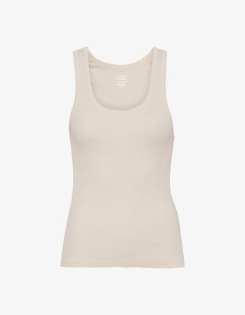 Women Organic Rib Tank Top - Ivory White XL