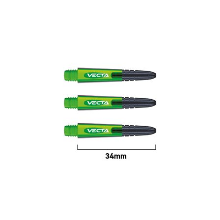 Winmau Vecta Shafts 34mm/37mm/40mm Polycarbonate Dart Shafts 6 Pcs,Green/Black,Replacement Shafts,Professional Darts,Flights,Tips