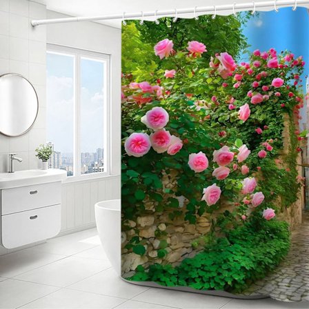 Kuvioidut suihkuverhot, vedenpitävät ja hajuttomat, valmistettu polyesteristä