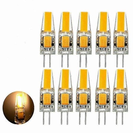10 stk. G4 LED-pærer 6W Pærer Varmt Hvid Dæmpbar COB Stiftbase AC/DC 12V