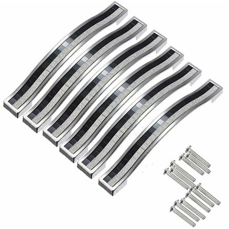 6 st 160-Svart sand vit zinklegering skåpsdörr låda sequin dörrhandtag skåp handtag för skåp låda skåp