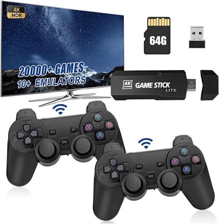 Retro Game Stick, Retro Spillekonsol-64G, Trådløs Retro Game Stick, Plug and Play Indbygget Gaming Videospil Stick (64G)