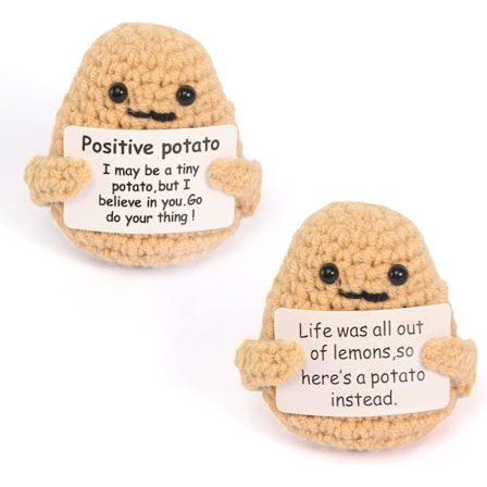 2 st positiva potatis stickning presenter, positiva presenter för kvinnor flickor pojkar positivitet presenter positiva affirmation presenter 