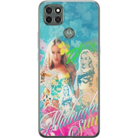 Kompatibelt Mobildeksel til Motorola Moto G9 Power Eventyrverden med Steve, Creeper og dyr i fargerik blokkgrafikk