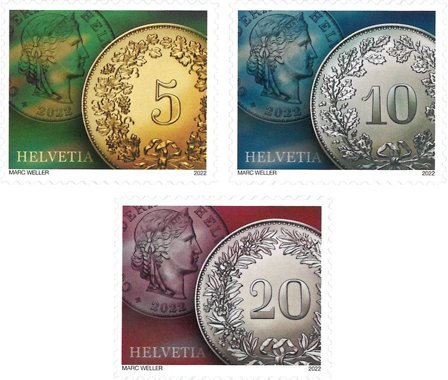 Schweiz - Mønter og numismatik - Postfrisk sæt 3v