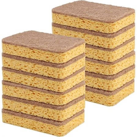 12 kpl, luonnolliset sisal-hankaustyynyt, naarmuuntumattomat, biohajoavat, turvalliset keittiöön/pannuille, tarttumattomat keittoastiat