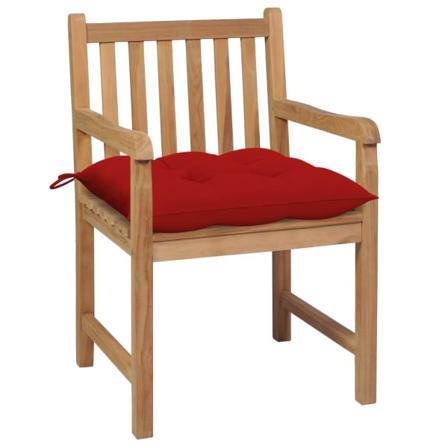 Vidaxl Trädgårdsstolar 2 St Med Röda Dynor Massiv Teak Röd