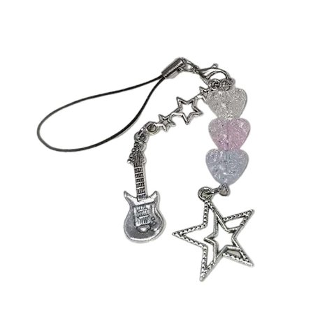 Kreativ trumma not tre ton hjärta pärla nyckelring stilfull accessoar för väskor och telefoner färgglad pärltelefonberlock