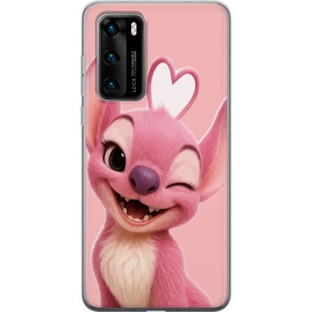 Kompatibelt Mobildeksel til Huawei P40 Engel rosa figur blinke leken design med hjerte glede kjærlighet og myk sjarmerende stil