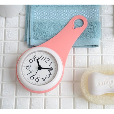 Stille baderom vanntett og anti-tåke sugekopp veggklokke, rosa 1 stk