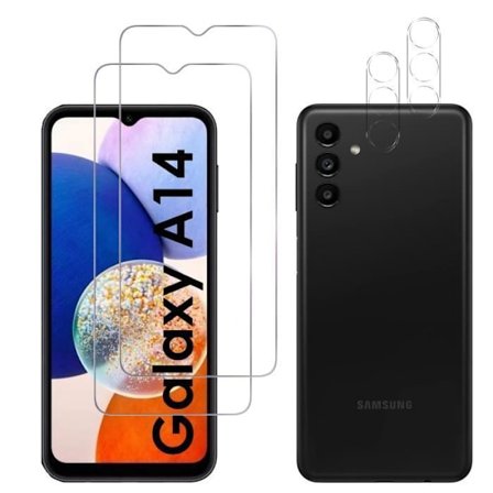 Beskyttelsesfilm - Phonillico - Samsung Galaxy A14 - Pakke 2 - Hærdet glas - Ridsefast