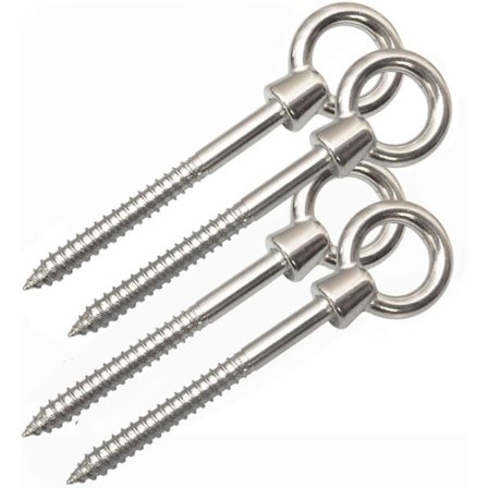 Hengekøyekroker, 4-pakning rustfritt stål hengekøyesett