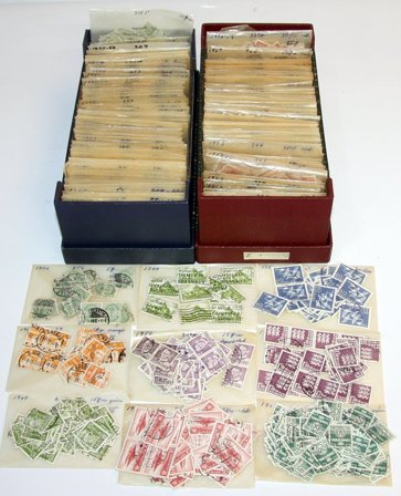 Danmark - Samling i 2 kartoteksæsker - Stemplet