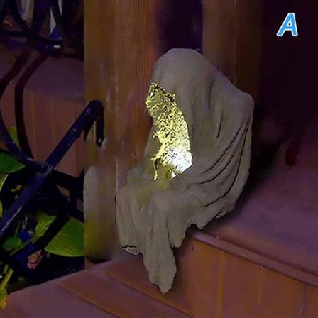 Häx Ghoul Sit Staty Solar Ljus Hantverk Harts Prydnad för Hem Trädgård Innergård Dekoration A